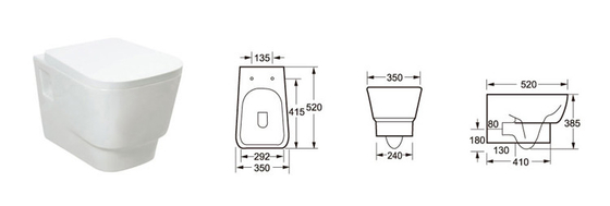 OEM Bathroom Wall Hung Wc บานตู้น้ำติดผนัง 520*350*385mm